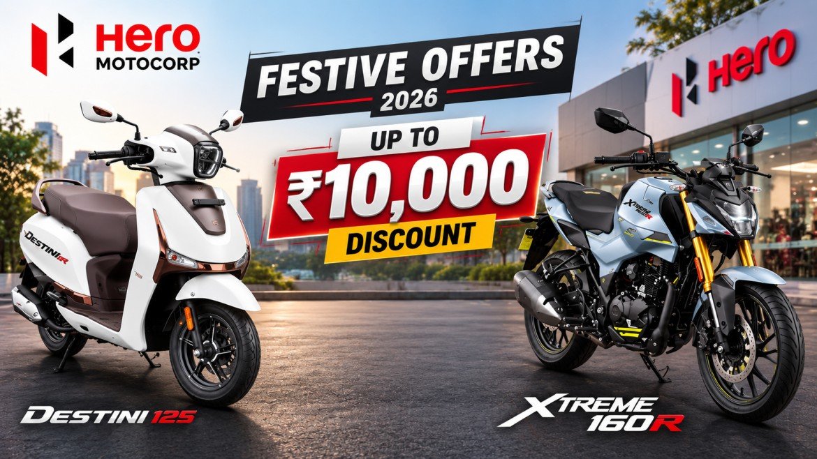 Hero MotoCorp festive offers 2026 के तहत एक्सट्रीम 160आर और डेस्टिनी 125 पर मिल रहा है 10000 रुपये तक का बंपर डिस्काउंट